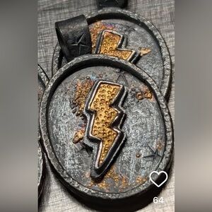 24k Gold and Blackened Silver Lightning Bolt Pendant